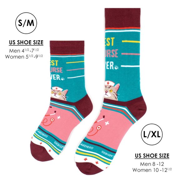 Health Care Heroes-Best Nurse- Novelty Socks S/M - Picture 9 of 9